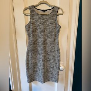 Black and White Textured Midi Dress